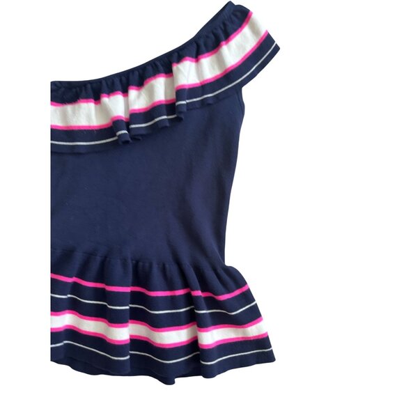 LILLY PULITZER Striped Ruffle Asymmetrical Top Size Small - Picture 3 of 7